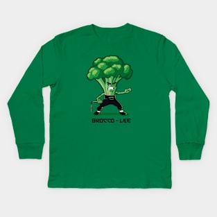 Brocco Lee Funny Vegetable with Nunchucks Kids Long Sleeve T-Shirt